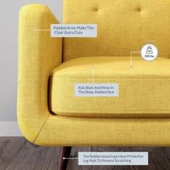 Belleze Hasting Arm Accent Chair Comfy Fabric Upholstered Tufted Single Sofa, Yellow -GDF sofa Shop 2c2121440218955c 2799 w800 h800 b0 p0