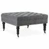 Belleze Button Tufted Square Ottoman Bench With Rolling Wheels Nailhead Trim, Gray -GDF sofa Shop 2c212bf60e4cf96c 7379 w800 h800 b1 p0