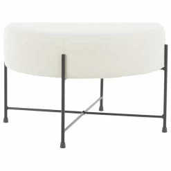 Lumisource Daniella Ottoman With Black Metal And Cream Fabric OT-DANIELLA BKCR