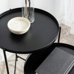 Uniek Kate And Laurel 2-Piece Ulani Nested Round Metal End Table Set, Black -GDF sofa Shop 2df1f881016f02a1 5388 w800 h800 b0 p0
