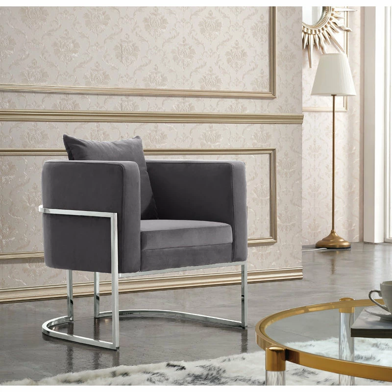 Meridian Furniture Pippa Velvet Accent Chair, Gray 4 Meridian Furniture Pippa Velvet Accent Chair, Gray - Image 2