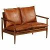 Vida XL International B.V. VidaXL 2-Seater Sofa Real Leather With Acacia Wood Brown Chair Seat Furniture -GDF sofa Shop 2ef155fe02f14c7a 8278 w800 h800 b1 p0
