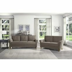 Domain Industries Inc. Lexicon Dunleith Modern Contemporary Velvet Tufted Loveseat In Brown And Walnut -GDF sofa Shop 2f1167f20ff7f1d6 6655 w800 h800 b0 p0