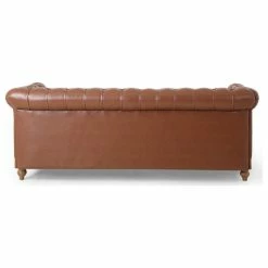 GDFStudio Kinzie Chesterfield Tufted 3 Seater Sofa With Nailhead Trim, Cognac, Pu -GDF sofa Shop 2f41a5bb00e60c52 3860 w800 h800 b1 p0