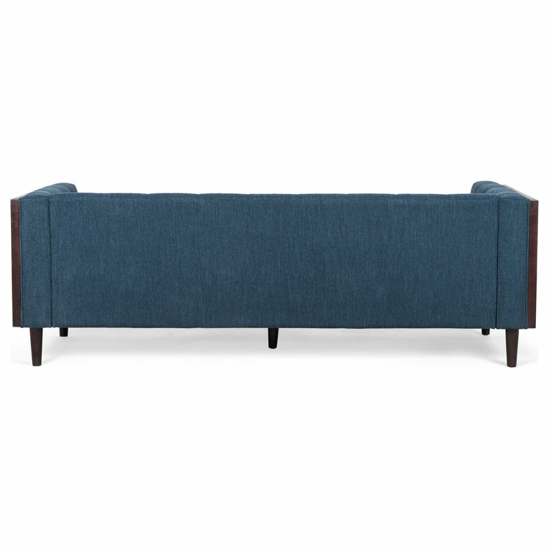GDFStudio Croton Contemporary Tufted 3 Seater Sofa, Navy Blue + Brown 10 GDFStudio Croton Contemporary Tufted 3 Seater Sofa, Navy Blue + Brown - Image 8
