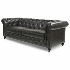 Jennifer Taylor Home Winston 91" Tufted Chesterfield Sofa, Vintage Black Brown Faux Leather 17 Jennifer Taylor Home Winston 91" Tufted Chesterfield Sofa, Vintage Black Brown Faux Leather -GDF sofa Shop 2fc112930d8cfde5 6633 w800 h800 b1 p0