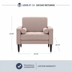 Belleze Erik Accent Chair Tufted Linen With Bolster Pillows, Brick -GDF sofa Shop 2fe119aa029728ab 2779 w800 h800 b0 p0