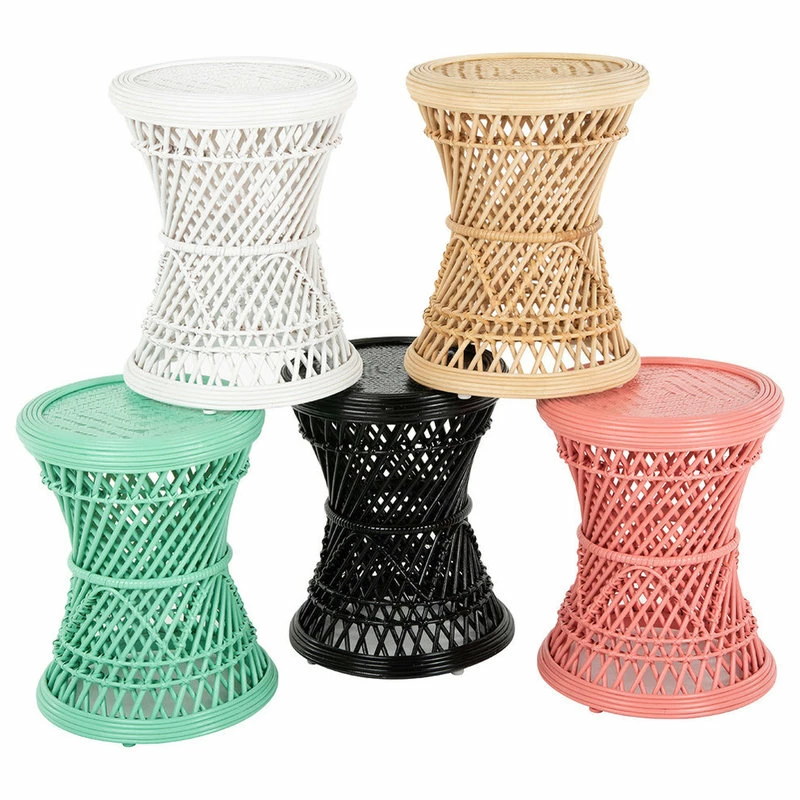 KOUBOO Coron Rattan Stool, Side Table/Planter Stand, White 4 KOUBOO Coron Rattan Stool, Side Table/Planter Stand, White - Image 2
