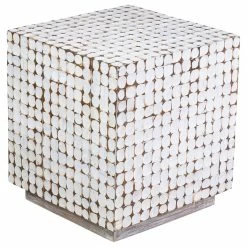 East At Main's Covington White Coconut Shell Inlay Square Accent Table