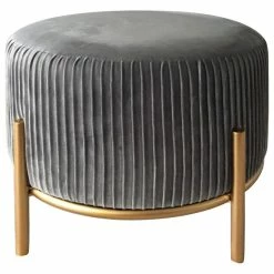 Crestview Collection Marina Gray Velvet Stool