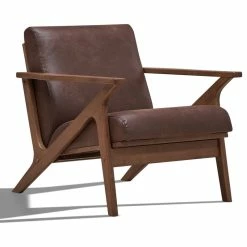 Omax Decor Zola Lounge Chair, Brown/Walnut