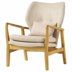 GDFStudio GDF Studio Kama Accent Armchair, Beige/Walnut
