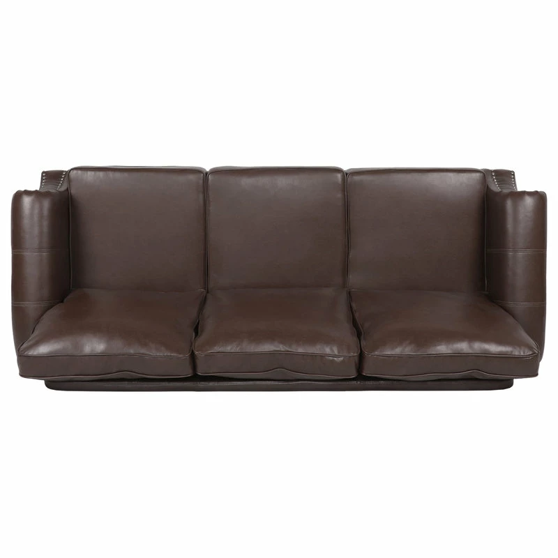GDFStudio Burkehaven Contemporary Faux Leather 3 Seater Sofa, Nailhead Trim, Dark Brown 11 GDFStudio Burkehaven Contemporary Faux Leather 3 Seater Sofa, Nailhead Trim, Dark Brown - Image 9