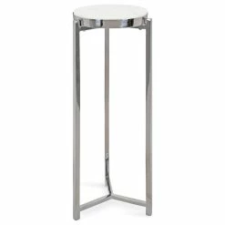 Uniek Aguilar Glam Drink Table, Silver/White 8x8x23