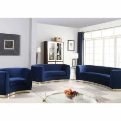 Meridian Furniture Julian Velvet Loveseat, Navy, Gold Base -GDF sofa Shop 3361ddd402740e08 0618 w800 h800 b0 p0