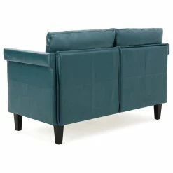 GDFStudio GDF Studio Harbison Leather Loveseat Settee, Teal -GDF sofa Shop 339113010f9074fa 3578 w800 h800 b1 p0