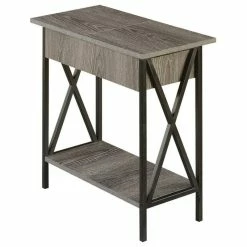 Convenience Concepts Tucson Electric Flip-Top End Table In Weathered Gray Wood
