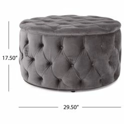 GDFStudio GDF Studio Maelyn Modern Glam Tufted Velvet Round Ottoman, Dark Gray -GDF sofa Shop 348123ad01b70c9f 8555 w800 h800 b1 p0