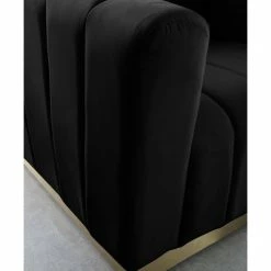 Meridian Furniture Marlon Velvet Loveseat With Brushed Gold Stainless Steel Base, Black -GDF sofa Shop 34c1dab802740df8 6433 w800 h800 b0 p0