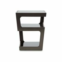 Baxton Studio Clara Black Modern End Table With 3, Tiered Glass Shelves -GDF sofa Shop 34f13ccc0b43c20f 0509 w800 h800 b0 p0