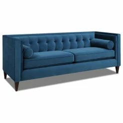 Jennifer Taylor Home Velvet Tufted Tuxedo Sofa, Blue Teal With Bolster Pillows -GDF sofa Shop 3531e0a603c09250 6631 w800 h800 b1 p0