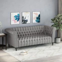 GDFStudio Edgar Traditional Chesterfield Sofa With Tufted Cushions, Gray, Black -GDF sofa Shop 35516ccd0f931ebf 8264 w800 h800 b0 p0