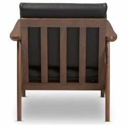 Baxton Studio Venza Mid-Century Modern Walnut Wood Black Faux Leather Lounge Chair -GDF sofa Shop 358122260d9c9430 0481 w800 h800 b1 p0