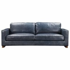Moe's Home Collection Nikoly Contemporary Leather Sofa In Blue