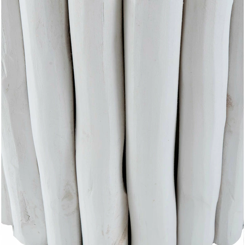 East At Main's Stanley White Round Teakwood Stool 6 East At Main's Stanley White Round Teakwood Stool - Image 4