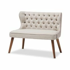 Baxton Studio Scarlett Upholstered Accent Chair With Tuffting, 2-Seater, Light Beige