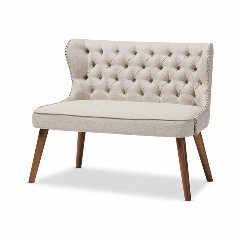 Baxton Studio Scarlett Upholstered Accent Chair With Tuffting, 2-Seater, Light Beige 3 Baxton Studio Scarlett Upholstered Accent Chair With Tuffting, 2-Seater, Light Beige