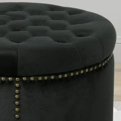 GDFStudio GDF Studio Carlos Glam Velvet Tufted Ottoman, Black/Black -GDF sofa Shop 36e1e51801ca9024 5747 w800 h800 b0 p0
