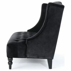 GDFStudio GDF Studio Leah Traditional Tufted High Winged Back New Velvet Loveseat, Black -GDF sofa Shop 36f11c7601e52417 2351 w800 h800 b1 p0