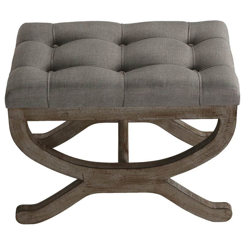 Cortesi Home Falmouth X-Bench Ottoman With Solid Wood Legs, 17", Beige Fabric 5 Cortesi Home Falmouth X-Bench Ottoman With Solid Wood Legs, 17", Beige Fabric - Image 3