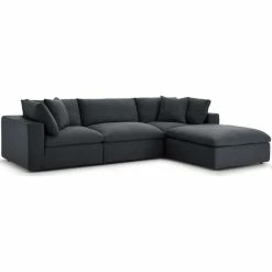 Modway Commix Down Filled 4 Piece Sectional Sofa Set With Gray EEI-3356-GRY