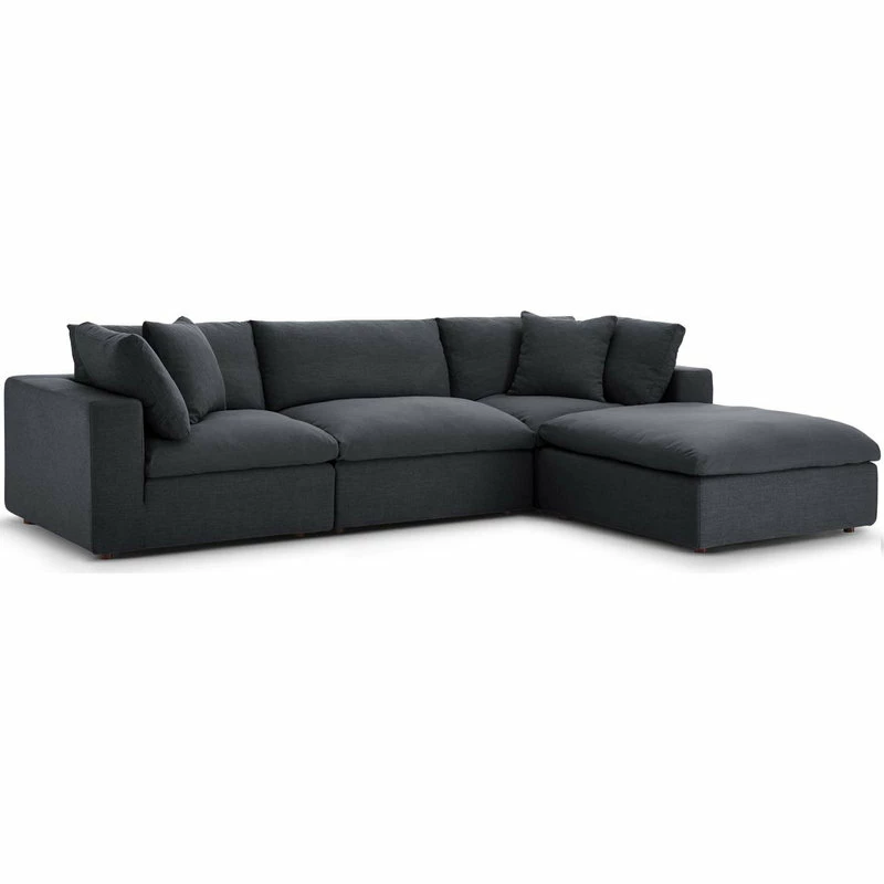 Modway Commix Down Filled 4 Piece Sectional Sofa Set With Gray EEI-3356-GRY 3 Modway Commix Down Filled 4 Piece Sectional Sofa Set With Gray EEI-3356-GRY
