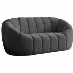 Meridian Furniture Elijah Velvet Upholstered Loveseat, Gray