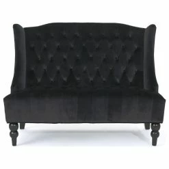 GDFStudio GDF Studio Leah Traditional Tufted High Winged Back New Velvet Loveseat, Black -GDF sofa Shop 3871971f01e52412 2351 w800 h800 b1 p0