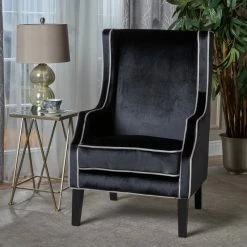 GDFStudio GDF Studio Edell Traditional New Velvet Two Toned High Winged Back Club Chair, B -GDF sofa Shop 38f10c6c01c98c88 9011 w800 h800 b0 p0