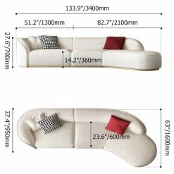 HOMARY Curved White Sectional Sofa Upholstered 5-Seater Floor Sofa Faux-Fur Polyester -GDF sofa Shop 38f1af8a00f6a7a3 9800 w800 h800 b1 p0