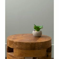 East At Main's Hixson Brown Teakwood Round Accent Table -GDF sofa Shop 3901f2770863efe3 9664 w800 h800 b0 p0