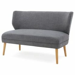 GDFStudio GDF Studio Dumont Mid Century Modern Fabric Loveseat Sofa Settee, Light Gray