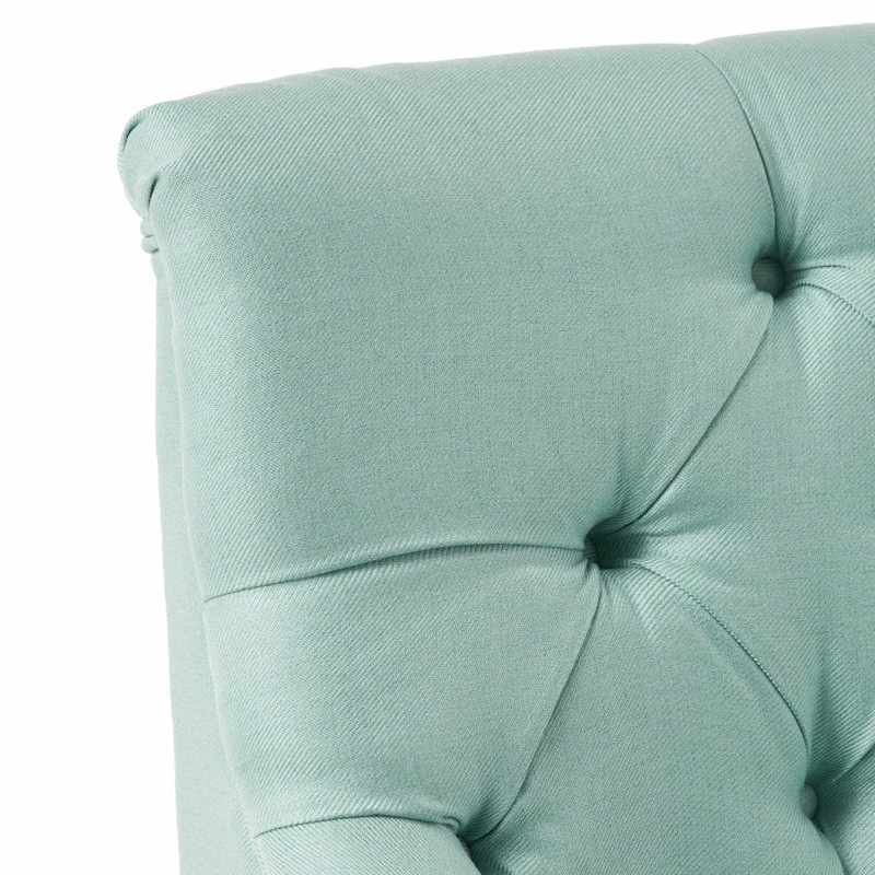 GDFStudio GDF Studio Nicoletta Tufted Fabric Settee Loveseat, Light Mint Blue 11 GDFStudio GDF Studio Nicoletta Tufted Fabric Settee Loveseat, Light Mint Blue - Image 9