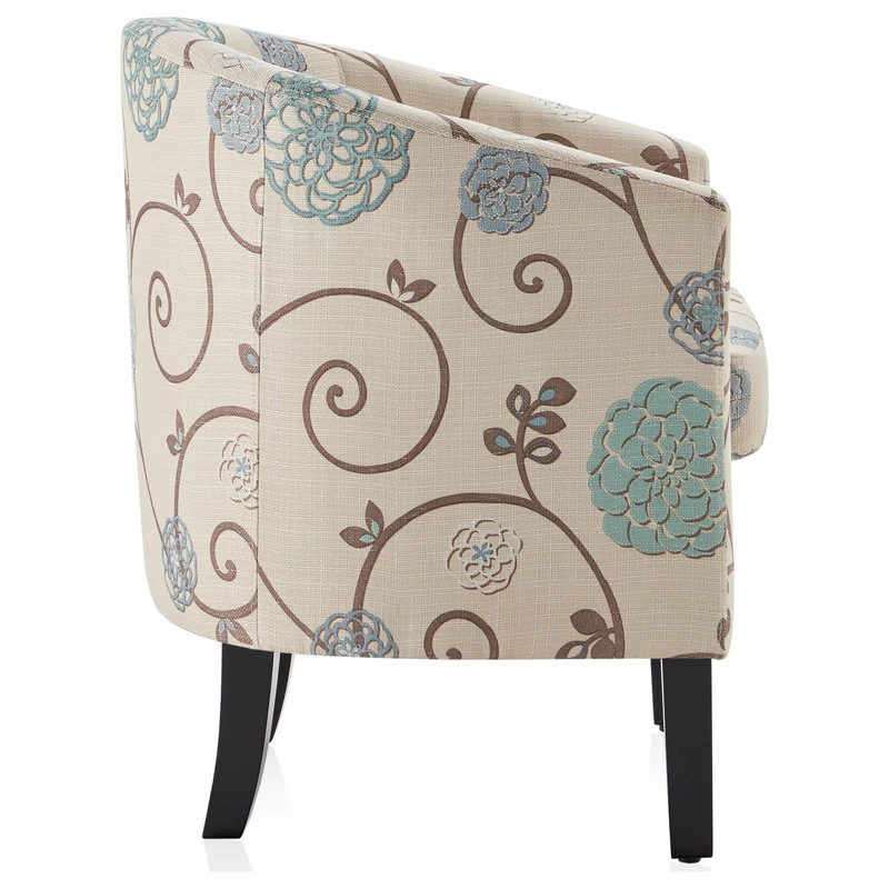 Belleze Modern Club Chair Barrel Design, Flower Print 5 Belleze Modern Club Chair Barrel Design, Flower Print - Image 3