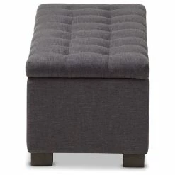 Baxton Studio Roanoke Upholstered, Grid-Tufting Storage Ottoman Bench, Dark Gray -GDF sofa Shop 3b8128a30b43be34 4416 w800 h800 b1 p0
