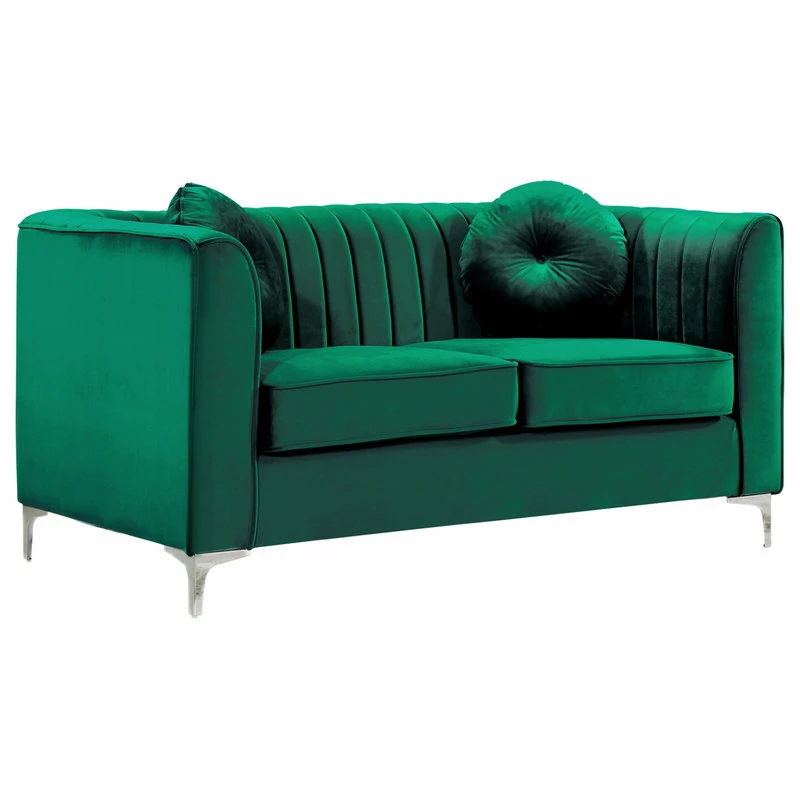 Meridian Furniture Isabelle Velvet Loveseat, Green 3 Meridian Furniture Isabelle Velvet Loveseat, Green