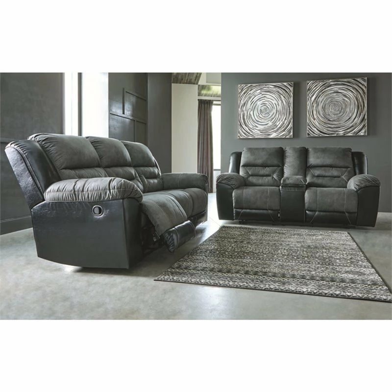 Ashley Furniture Industries Signature Design By Ashley Earhart Reclining Loveseat With Console In Slate 6 Ashley Furniture Industries Signature Design By Ashley Earhart Reclining Loveseat With Console In Slate - Image 4