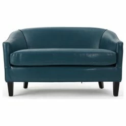 GDFStudio GDF Studio Isolde Modern Petite Loveseat, Teal Leather