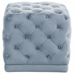 Meridian Furniture Stella Velvet Ottoman/Stool, Sky Blue