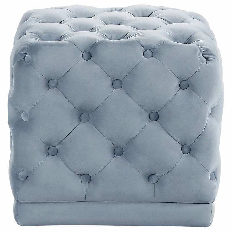 Meridian Furniture Stella Velvet Ottoman/Stool, Sky Blue 3 Meridian Furniture Stella Velvet Ottoman/Stool, Sky Blue